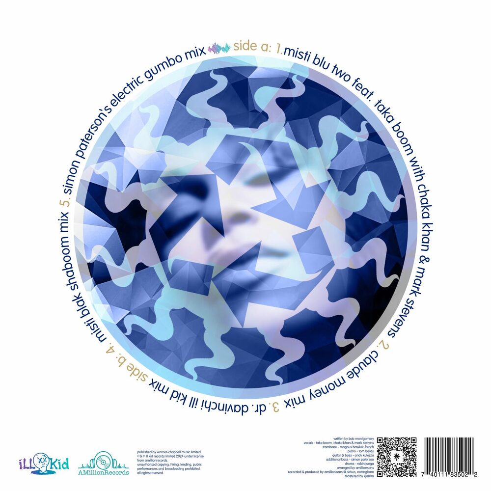 misti blu two 12-inch sleeve, back — track listing for both sides including the Claude Money, Dr Davinchi, Misti Blak and Simon Paterson mixes.
